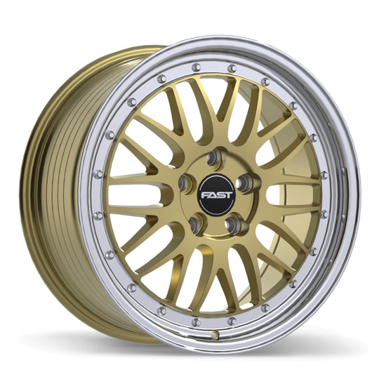 FR01-1885-80DP+45C726 - Fast Wheels FR01 18X8.5 5X100 ET 45mm Gloss Gold with Machined Lip - Fast Wheels Wheels Canada