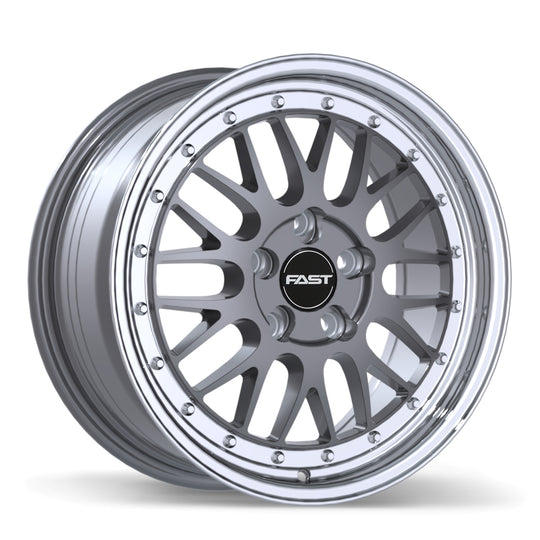 FR01-1780-65MP+45E726 - Fast Wheels FR01 17X8.0 5X114.3 ET 45mm Gloss Gunmetal with Machined Lip - Fast Wheels Wheels Canada
