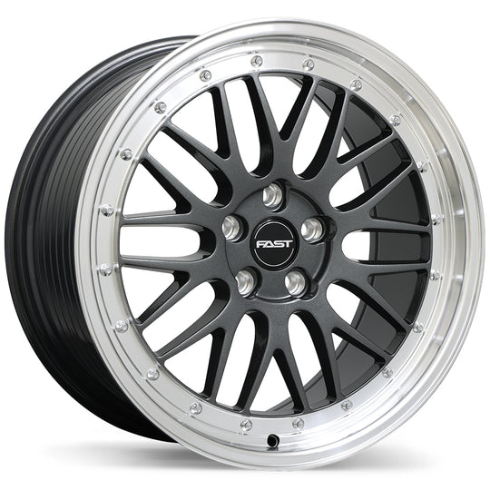 FR01-1985-80MP+35E726 - Fast Wheels FR01 19X8.5 5X100 ET 35mm Gloss Gunmetal with Machined Lip - Fast Wheels Wheels Canada