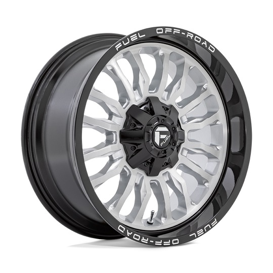 D79820001847 - Fuel Off-Road D798 Arc 20X10 8X180 -18 mm Silver Brushed Face With Milled Black Lip - Fuel Off-Road Wheels Canada