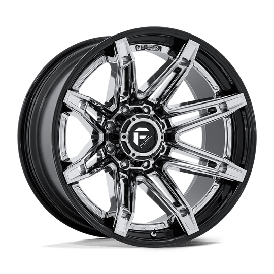 FC401PB22108018N - Fuel Off-Road FC401 Brawl 22X10 8X165.1 -18MM Chrome With Gloss Black Lip - Fuel Off-Road Wheels Canada