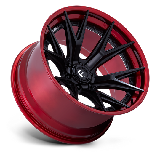 FC402MQ20106318N - Fuel Off-Road FC402 Catalyst 20X10 6X135 -18MM Matte Black With Candy Red Lip - Fuel Off-Road Wheels Canada