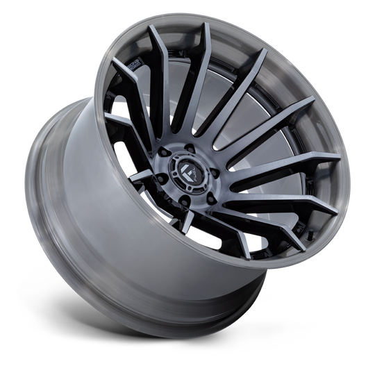 FC403BT22106818N - Fuel Off-Road FC403 Burn 22X10 6X139.7 -18MM Gloss Black With Brushed Gray Tint Face & Lip - Fuel Off-Road Wheels Canada