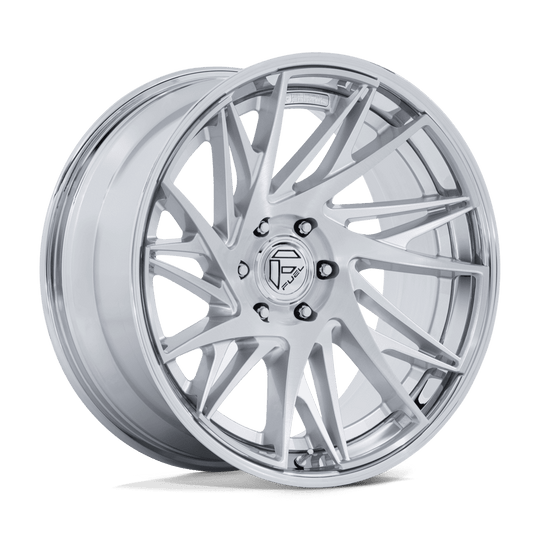 FC405RP22105018N - Fuel Off-Road FC405 Dynamo 22X10 5X127 ET -18mm Gloss Silver Brushed with Chrome Lip - Fuel Off-Road Wheels Canada