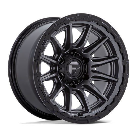 FC866AB17856825 - Fuel Off-Road FC866 Piston 17X8.5 6X139.7 ET 25mm Matte Gunmetal with Gloss Black Lip - Fuel Off-Road Wheels Canada