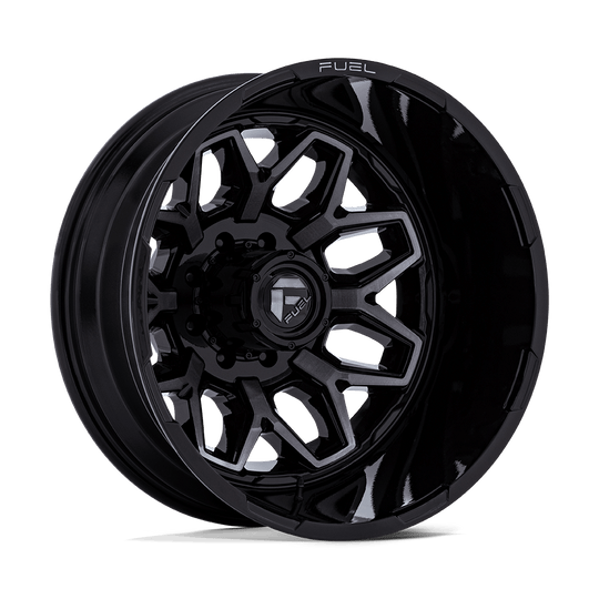 D87522829325 - Fuel Off-Road D875 Flux Dually 22X8.25 8X210 ET -201mm Gloss Black Brushed Face with Gray Double Dark Tint - Fuel Off-Road Wheels Canada