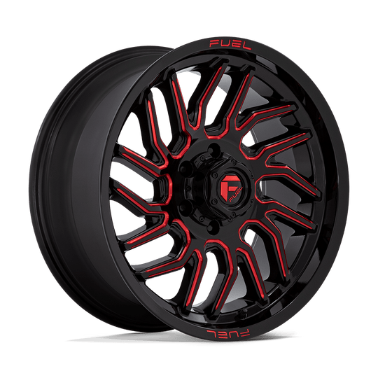 D80820908457 - Fuel Off-Road D808 Hurricane 20X9 6X139.7 20mm Gloss Black Milled Red Tint - Fuel Off-Road Wheels Canada