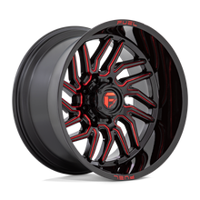 Charger l'image dans la galerie, D80820908250 - Fuel Off-Road D808 Hurricane 20X9 8X165.1 1mm Gloss Black Milled Red Tint - Fuel Off-Road Wheels Canada