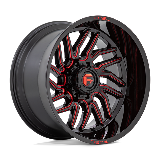 D8082090B450 - Fuel Off-Road D808 Hurricane 20X9 5X139.7 1mm Gloss Black Milled Red Tint - Fuel Off-Road Wheels Canada