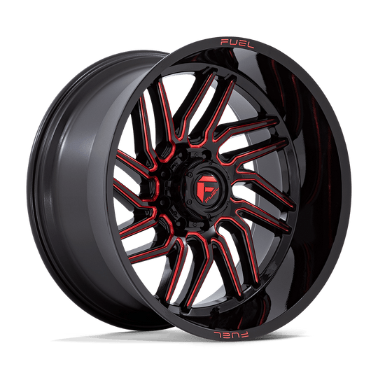 D80824201847 - Fuel Off-Road D808 Hurricane 24X12 8X180 -44 mm Gloss Black Milled Red Tint - Fuel Off-Road Wheels Canada