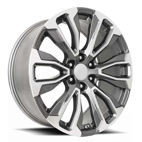 203290286510 - Factory Reproductions FR 203 22X9 6X139.7 28mm Grey Machined Face - Factory Reproductions Wheels Canada