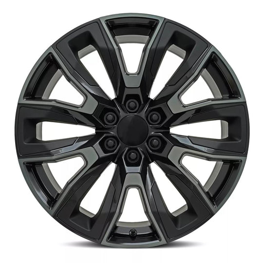 207410316518 - Factory Reproductions FR 207 24X10 6X139.7 31mm Gloss Black Machined Face with Dark Tint and Satin Black Inserts - Factory Reproductions Wheels Canada