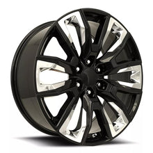Load image into Gallery viewer, 207290286512 - Factory Reproductions FR 207 22X9 6X139.7 28mm Gloss Black with Chrome Inserts - Factory Reproductions Wheels Canada