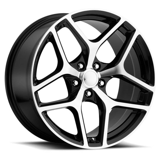 27090272007F - Factory Reproductions FR 27F 20X9 5X120 27mm Gloss Black Machined Face - Factory Reproductions Wheels Canada