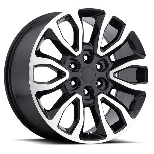 53090303607 - Factory Reproductions FR 53 20X9 6X135 30mm Gloss Black Machined Face - Factory Reproductions Wheels Canada