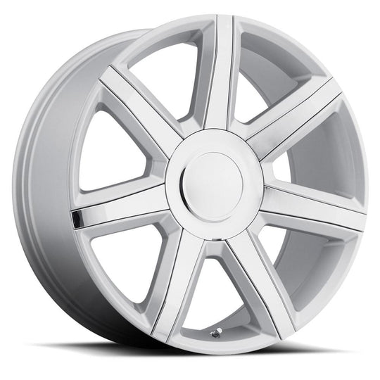 56290246515 - Factory Reproductions FR 56 22X9 6X139.7 24mm Silver with Chrome Inserts - Factory Reproductions Wheels Canada