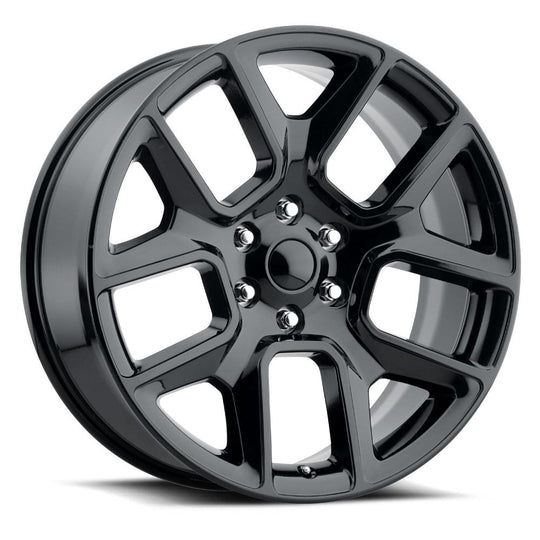 76410255502 - Factory Reproductions FR 76 24X10 5X139.7 15mm Gloss Black - Factory Reproductions Wheels Canada
