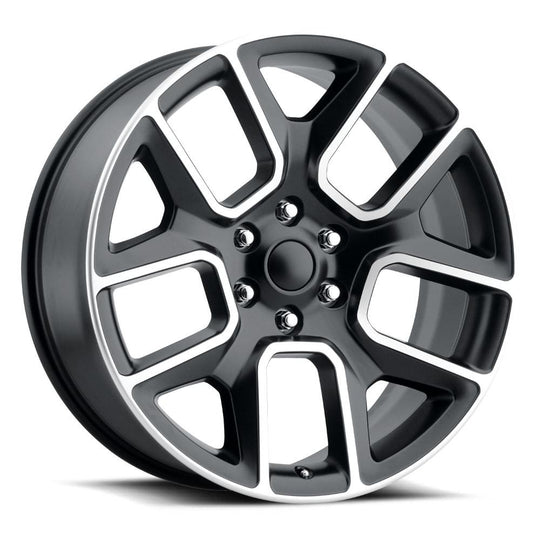 76410255526 - Factory Reproductions FR 76 24X10 5X139.7 15mm Satin Black Machined Face - Factory Reproductions Wheels Canada