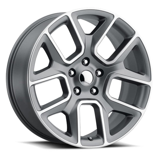 76290156525 - Factory Reproductions FR 76 22X9 6X139.7 15mm Satin Grey Machined Face - Factory Reproductions Wheels Canada