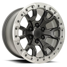 Load image into Gallery viewer, 99090206553 - Factory Reproductions FR 99 20X9 6X139.7 20mm Satin Black/Gray Ring - Factory Reproductions Wheels Canada