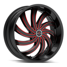 Load image into Gallery viewer, G0449551615GBMLR - Ignite Flame 24X9.5 5X120 / 5X115 15mm Black &amp; Red - Ignite Wheels Canada