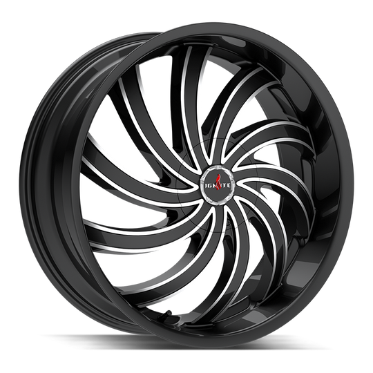 G0449552818GBML - Ignite Flame 24X9.5 5X127 / 5X139.7 18mm Gloss Black - Ignite Wheels Canada