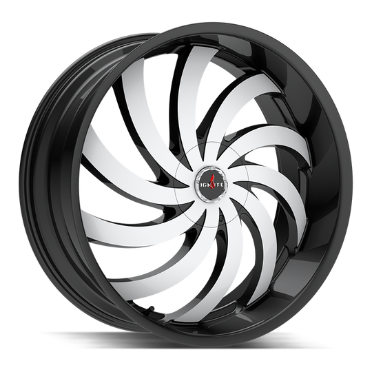G0428550235GBM - Ignite Flame 22X8.5 5X112 / 5X115 35mm Gloss Black, Machined - Ignite Wheels Canada