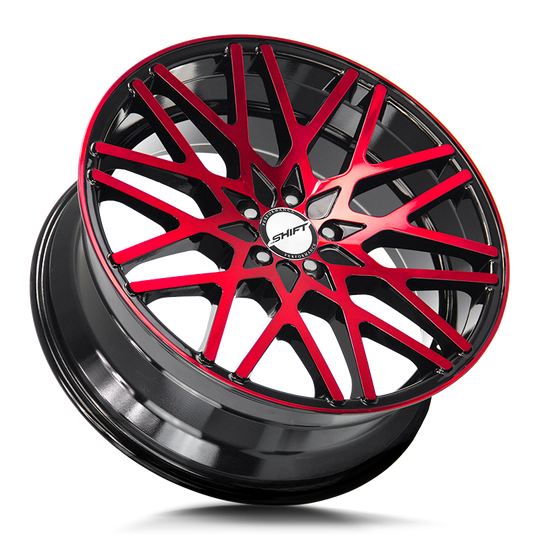 H32850035GBMR - Shift H32 Formula 18X8 5X114.3 / 5X100 35mm Black & Red - Shift H32 Wheels Canada