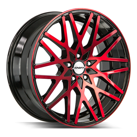 H32850035GBMR - Shift H32 Formula 18X8 5X114.3 / 5X100 35mm Black & Red - Shift H32 Wheels Canada