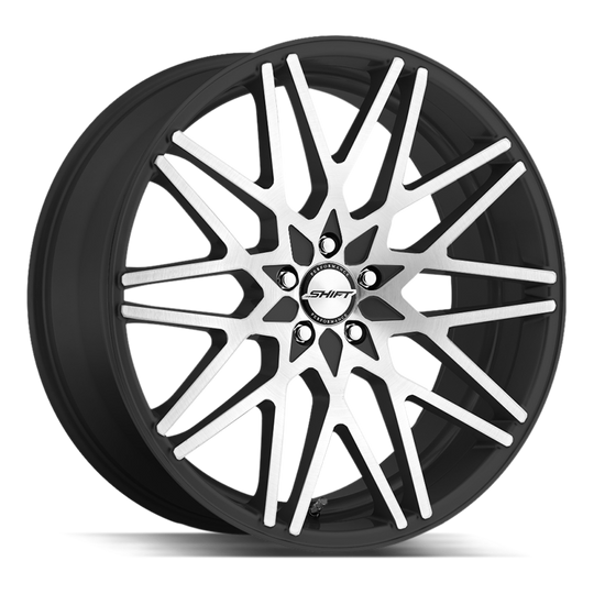 H32852035GBM - Shift H32 Formula 18X8 5X114.3 / 5X120.65 35mm Gloss Black, Machined - Shift H32 Wheels Canada
