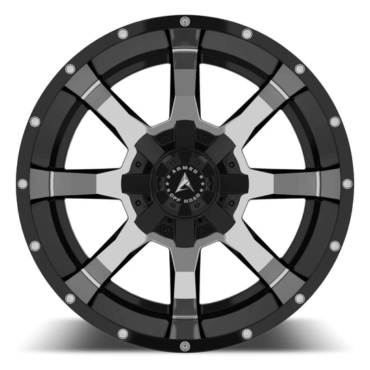 A181-1890-29-169 - Armed OffRoad Frontline 18X9 5X139.7 ET 12mm Gloss Black Machined - Armed OffRoad Wheels Canada