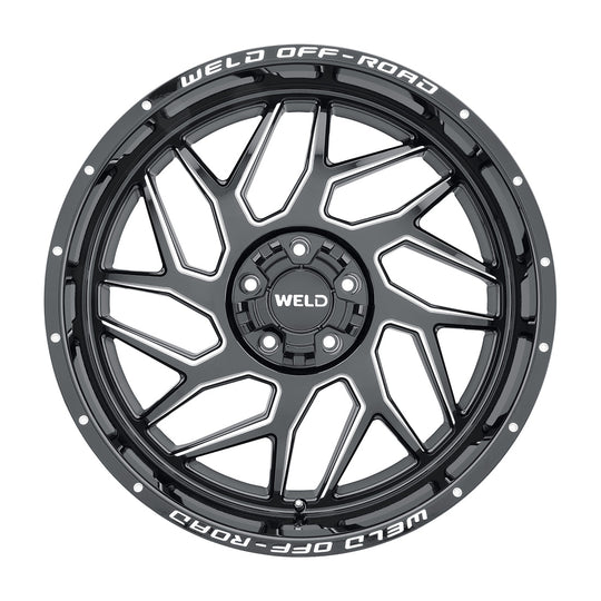 W11722018475 - WELD Off-Road Fulcrum 22X12 8X180 -44mm Gloss Black Milled - WELD Off-Road Wheels Canada