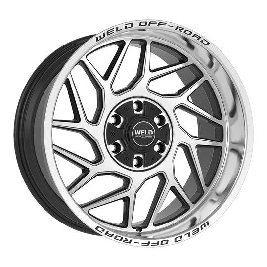 W11722018475 - WELD Off-Road Fulcrum 22X12 8X180 -44mm Gloss Black Milled - WELD Off-Road Wheels Canada