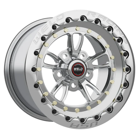 793P510264G - Weld Racing Full Throttle Beadlock 15X10 5X120 ET 51mm Polished Center - Polished Shell - Weld Racing Wheels Canada