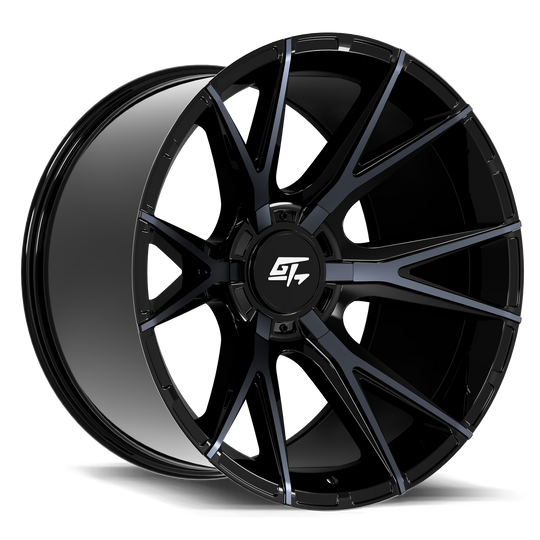 GT15132009191211 - GT Offroad Fusion 20X9 8X165.1 / 8X180 ET 12mm Gloss Black Titanium Face - GT Offroad Wheels Canada