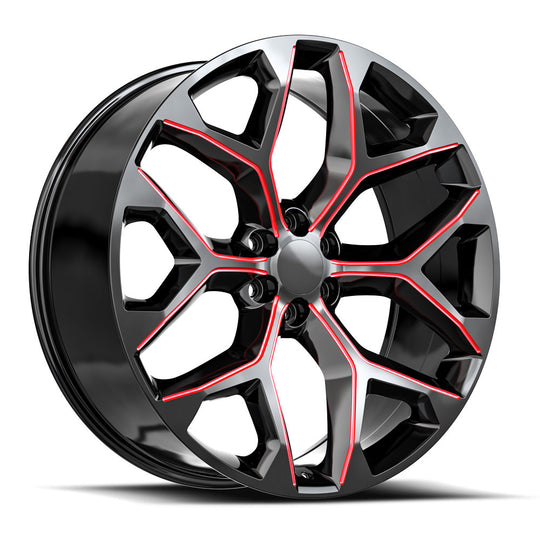 G09-2095024GBRM-I - O.E. Revolution G-09 20X9 6X139.7 24mm Gloss Black & Red Milled - O.E. Revolution Wheels Canada