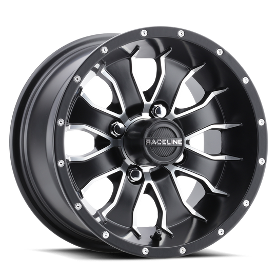 G77-27040-47 - Raceline G77 Mamba 12X7 4X101.6 -47mm Satin Black Machined Face - Raceline Wheels Canada