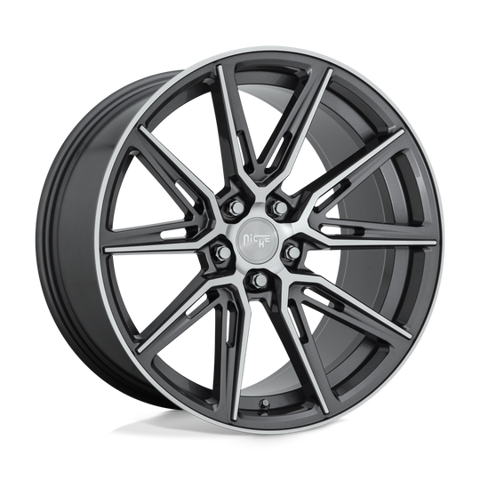 M220209043+38 - Niche M220 Gemello 20X9 5X112  38mm Gloss Anthracite Machined - Niche Wheels Canada