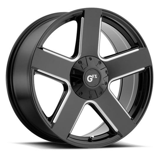 T52 785-6002-30 GB - G-FX TR52 17X8.5 6X135 / 6X127 30mm Gloss Black Milled - G-FX Wheels Canada