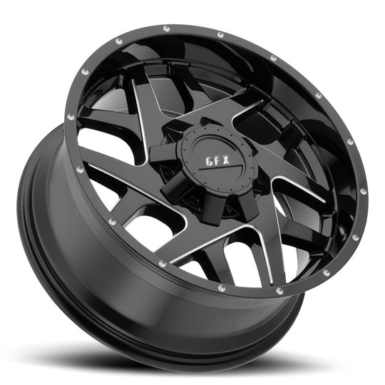 TM2 790-8165-12 GBM - G-FX TR-Mesh2 17X9 8X165.1 12mm Gloss Black Milled - G-FX Wheels Canada