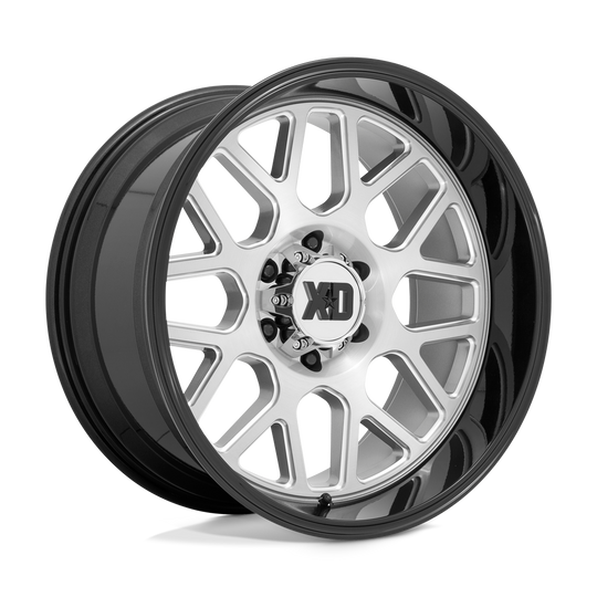 XD84924280544N - XD849 Grenade 24X12 8X165.1 -44 mm Brushed Milled With Gloss Black Lip - XD Wheels Canada