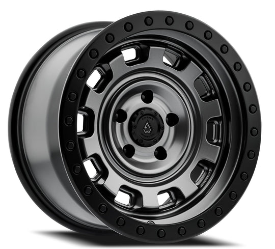 A112179089P00005 - Arena Gunner 17X9 6X135 0mm Satin Gun Metal Center Satin Black Lip - Arena Wheels Canada