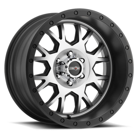 GV8-2981MBMF12 - Vision GV8 Invader 20X9 8X165.1 12mm Matte Black Machined Face - Vision Wheels Canada