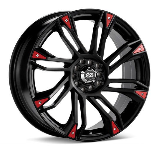 448-875-0242BK - Enkei GW8 18X7.5 5X114.3 / 5X100 42mm Black With Red Or Chrome Trim - Enkei Wheels Canada