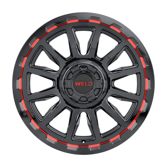 W13700018475 - WELD Off-Road Gauntlet 20X10 8X180 -19mm Gloss Black Milled - WELD Off-Road Wheels Canada