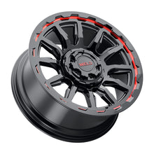 Load image into Gallery viewer, W13800018475 - WELD Off-Road Gauntlet 20X10 8X180 -19mm Gloss Black Milled Red - WELD Off-Road Wheels Canada