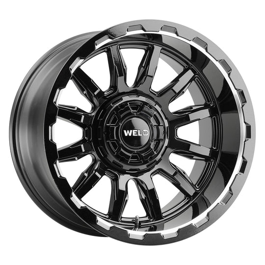 W13800017475 - WELD Off-Road Gauntlet 20X10 8X170 -19mm Gloss Black Milled Red - WELD Off-Road Wheels Canada