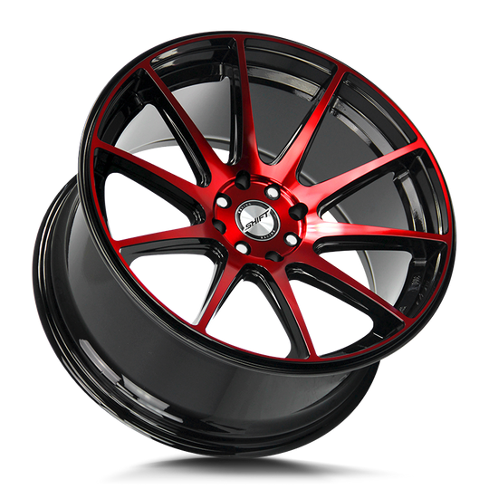 H34840030GBMR - Shift H34 Gear 18X9 4X114.3 / 4X100 30mm Black & Red - Shift H34 Wheels Canada