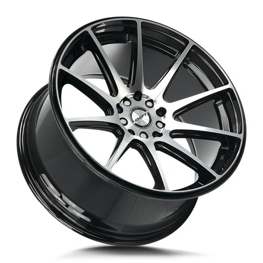 H34840030GBM - Shift H34 Gear 18X9 4X114.3 / 4X100 30mm Gloss Black, Machined - Shift H34 Wheels Canada