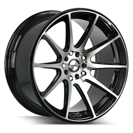 H34840030GBM - Shift H34 Gear 18X9 4X114.3 / 4X100 30mm Gloss Black, Machined - Shift H34 Wheels Canada